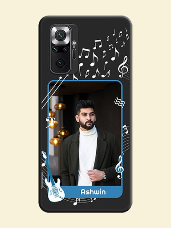 Musical Theme Design with Text on Photo on Space Black Soft Matte Mobile Case - Redmi Note 10 Pro Max