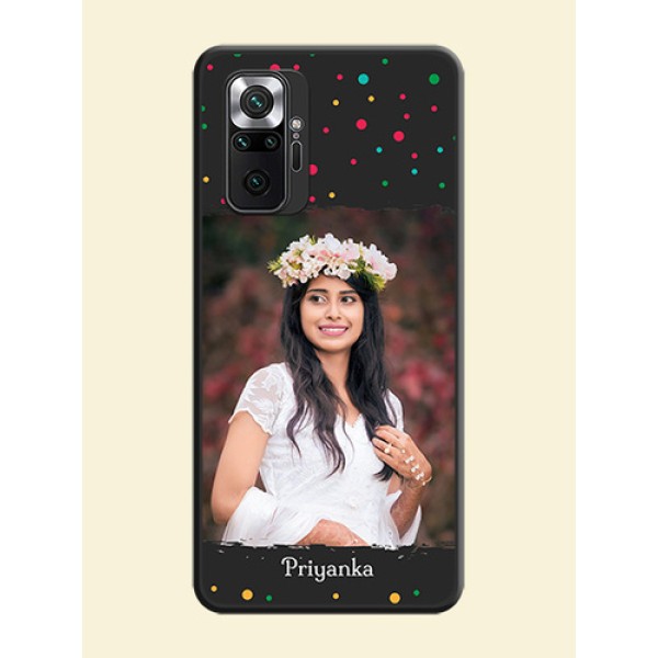 Multicolor Dotted Pattern with Text on Space Black Custom Soft Matte Phone Back Cover - Redmi Note 10 Pro Max Multicolor Dotted Pattern with Text on Space Black Custom Soft Matte Phone Back Cover - Redmi Note 10 Pro Max
