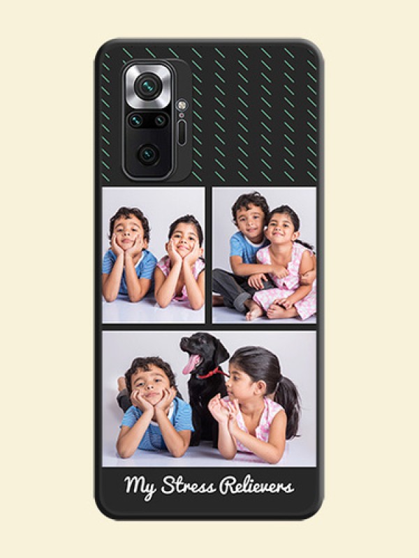 Cross Dotted Pattern with 2 Image Holder  on Personalised Space Black Soft Matte Cases - Redmi Note 10 Pro Max