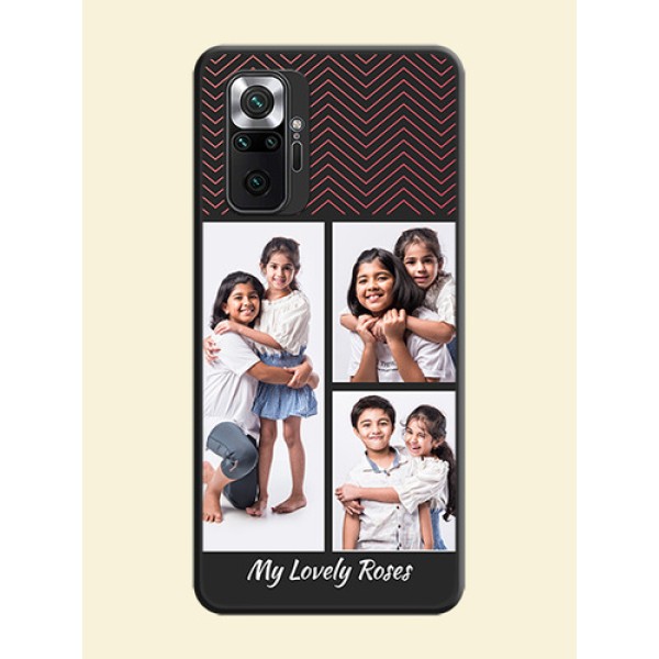 Wave Pattern with 3 Image Holder on Space Black Custom Soft Matte Back Cover - Redmi Note 10 Pro Max Wave Pattern with 3 Image Holder on Space Black Custom Soft Matte Back Cover - Redmi Note 10 Pro Max