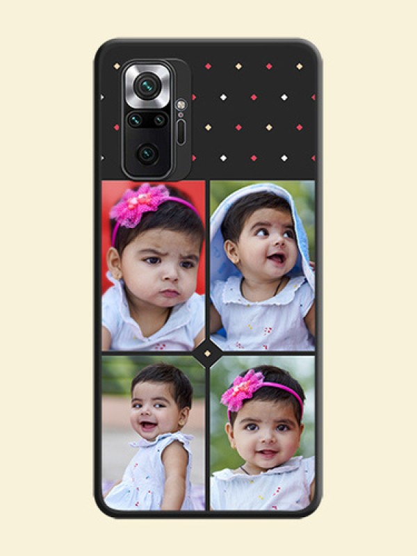 Multicolor Dotted Pattern with 4 Image Holder on Space Black Custom Soft Matte Phone Cases - Redmi Note 10 Pro Max