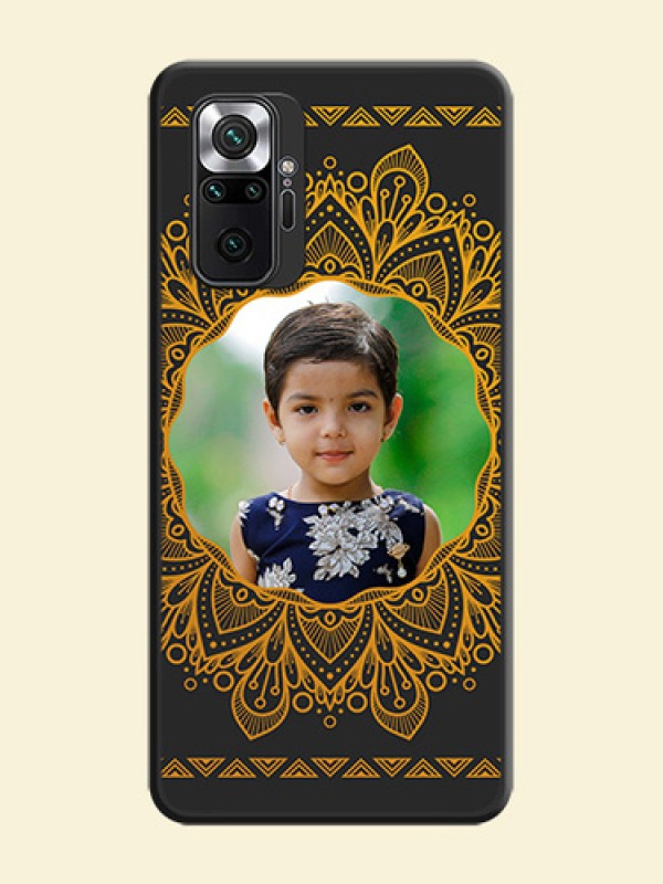 Round Image with Floral Design on Photo on Space Black Soft Matte Mobile Cover - Redmi Note 10 Pro Max
