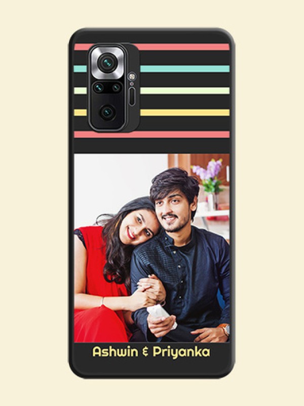 Color Stripes with Photo and Text on Photo on Space Black Soft Matte Mobile Case - Redmi Note 10 Pro Max