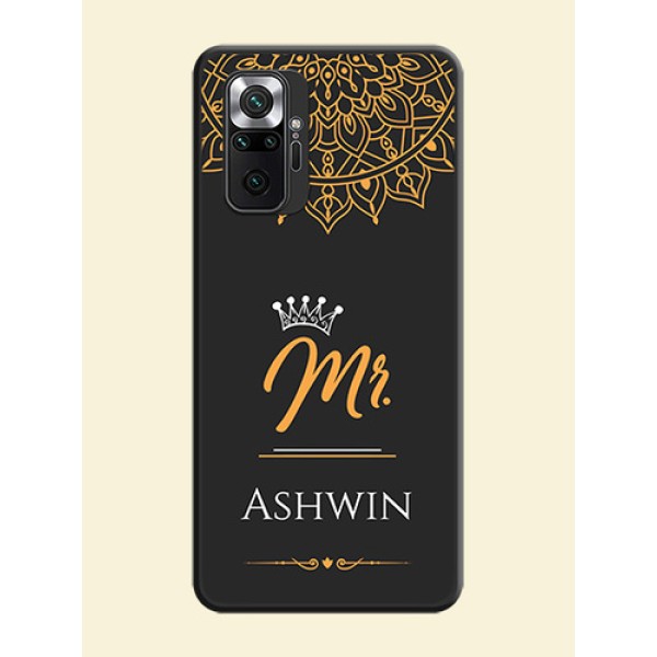 Mr Name with Floral Design on Personalised Space Black Soft Matte Cases - Redmi Note 10 Pro Max Mr Name with Floral Design on Personalised Space Black Soft Matte Cases - Redmi Note 10 Pro Max