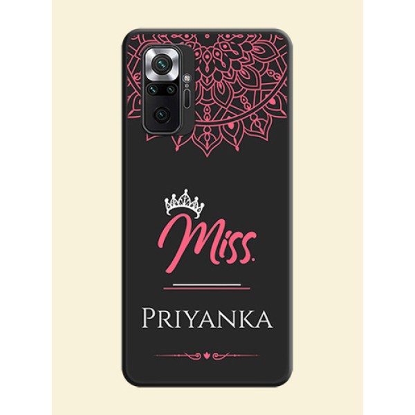Mrs Name with Floral Design on Space Black Personalized Soft Matte Phone Covers - Redmi Note 10 Pro Max Mrs Name with Floral Design on Space Black Personalized Soft Matte Phone Covers - Redmi Note 10 Pro Max