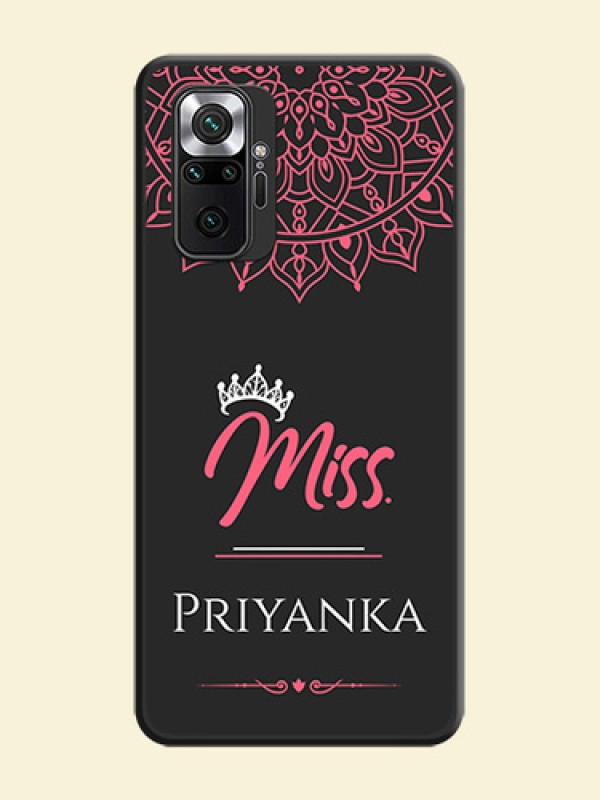 Mrs Name with Floral Design on Space Black Personalized Soft Matte Phone Covers - Redmi Note 10 Pro Max