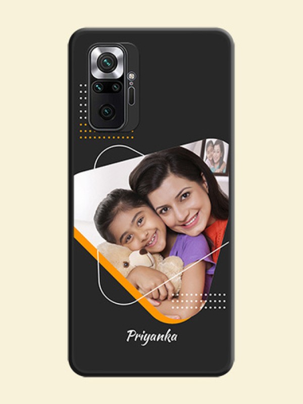 Yellow Triangle on Photo on Space Black Soft Matte Phone Cover - Redmi Note 10 Pro Max