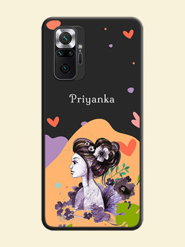 Namecase For Her With Fancy Lady Image On Space Black Personalized Soft Matte Phone Covers -Xiaomi Redmi Note 10 Pro Max