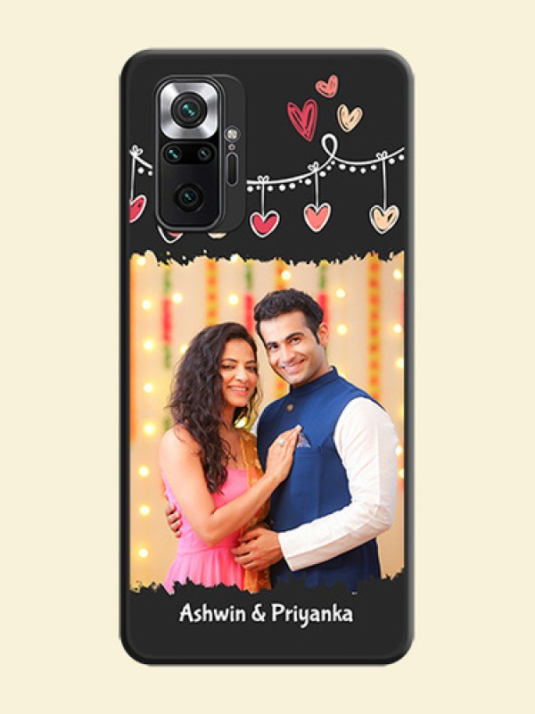 Pink Love Hangings with Name on Space Black Custom Soft Matte Phone Cases - Redmi Note 10 Pro