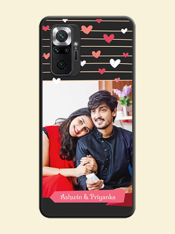 Love Pattern with Name on Pink Ribbon  on Photo on Space Black Soft Matte Back Cover - Redmi Note 10 Pro