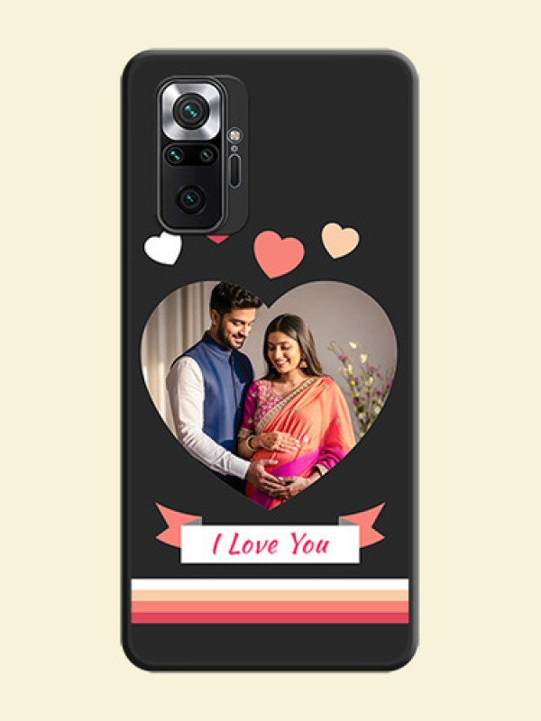 Love Shaped Photo with Colorful Stripes on Personalised Space Black Soft Matte Cases - Redmi Note 10 Pro