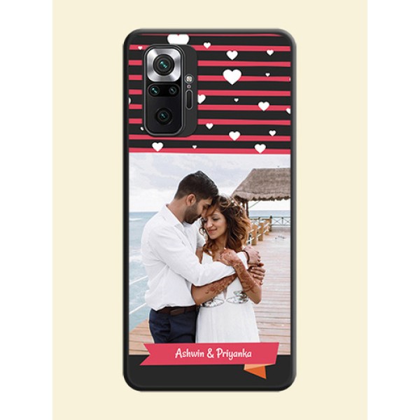 White Color Love Symbols with Pink Lines Pattern on Space Black Custom Soft Matte Phone Cases - Redmi Note 10 Pro White Color Love Symbols with Pink Lines Pattern on Space Black Custom Soft Matte Phone Cases - Redmi Note 10 Pro