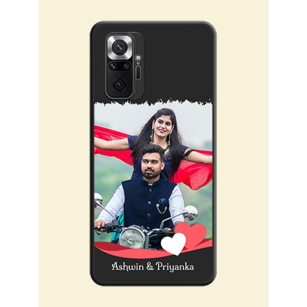 Pin Color Love Shaped Ribbon Design with Text on Space Black Custom Soft Matte Phone Back Cover - Redmi Note 10 Pro
