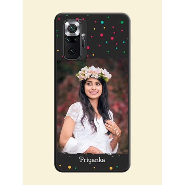 Multicolor Dotted Pattern with Text on Space Black Custom Soft Matte Phone Back Cover - Redmi Note 10 Pro Multicolor Dotted Pattern with Text on Space Black Custom Soft Matte Phone Back Cover - Redmi Note 10 Pro