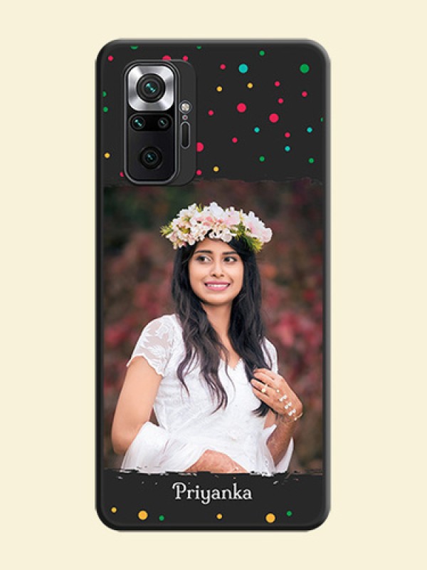 Multicolor Dotted Pattern with Text on Space Black Custom Soft Matte Phone Back Cover - Redmi Note 10 Pro