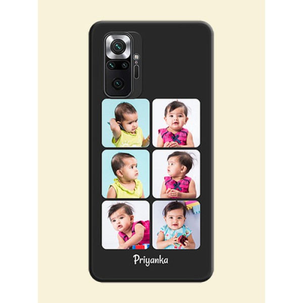 Floral Art with 6 Image Holder on Photo on Space Black Soft Matte Mobile Case - Redmi Note 10 Pro
