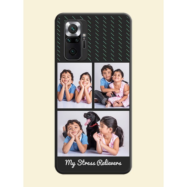 Cross Dotted Pattern with 2 Image Holder on Personalised Space Black Soft Matte Cases - Redmi Note 10 Pro Cross Dotted Pattern with 2 Image Holder on Personalised Space Black Soft Matte Cases - Redmi Note 10 Pro