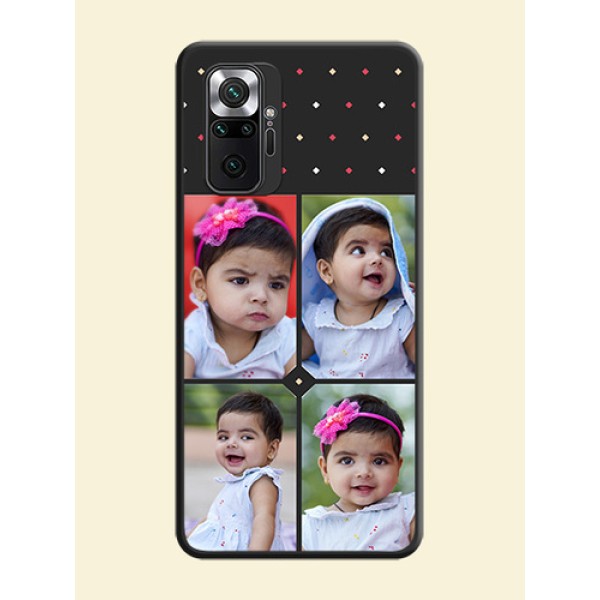 Multicolor Dotted Pattern with 4 Image Holder on Space Black Custom Soft Matte Phone Cases - Redmi Note 10 Pro Multicolor Dotted Pattern with 4 Image Holder on Space Black Custom Soft Matte Phone Cases - Redmi Note 10 Pro