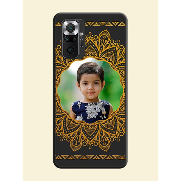 Round Image with Floral Design on Photo on Space Black Soft Matte Mobile Cover - Redmi Note 10 Pro Round Image with Floral Design on Photo on Space Black Soft Matte Mobile Cover - Redmi Note 10 Pro