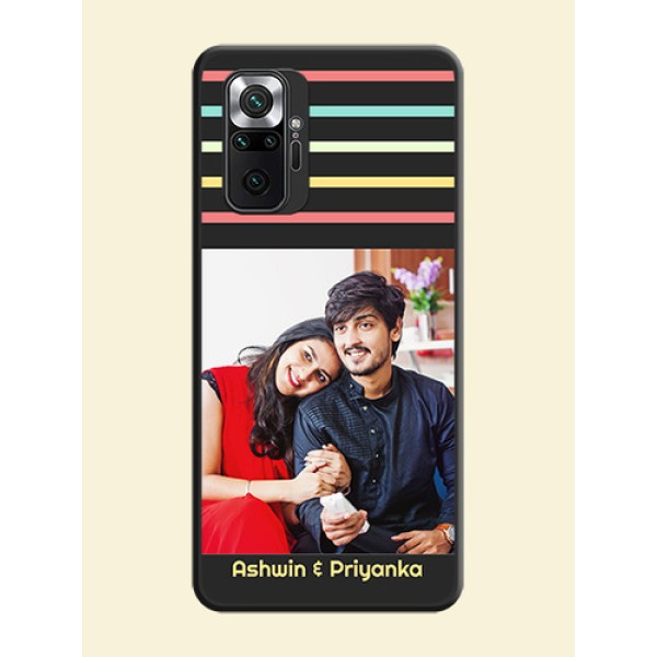 Color Stripes with Photo and Text on Photo on Space Black Soft Matte Mobile Case - Redmi Note 10 Pro Color Stripes with Photo and Text on Photo on Space Black Soft Matte Mobile Case - Redmi Note 10 Pro