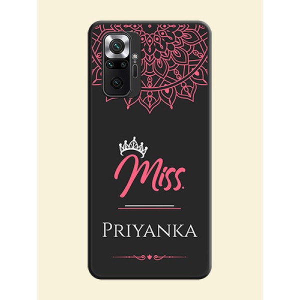 Mrs Name with Floral Design on Space Black Personalized Soft Matte Phone Covers - Redmi Note 10 Pro Mrs Name with Floral Design on Space Black Personalized Soft Matte Phone Covers - Redmi Note 10 Pro