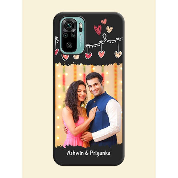 Pink Love Hangings with Name on Space Black Custom Soft Matte Phone Cases - Redmi Note 10 Pink Love Hangings with Name on Space Black Custom Soft Matte Phone Cases - Redmi Note 10