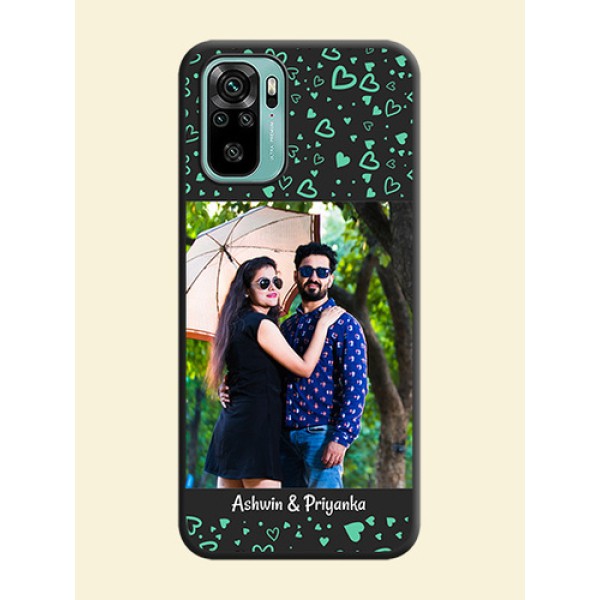 Sea Green Indefinite Love Pattern on Photo on Space Black Soft Matte Mobile Cover - Redmi Note 10 Sea Green Indefinite Love Pattern on Photo on Space Black Soft Matte Mobile Cover - Redmi Note 10