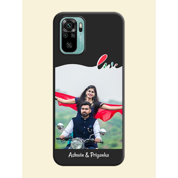 Fall in Love Pattern with Picture on Photo on Space Black Soft Matte Mobile Case - Redmi Note 10 Fall in Love Pattern with Picture on Photo on Space Black Soft Matte Mobile Case - Redmi Note 10