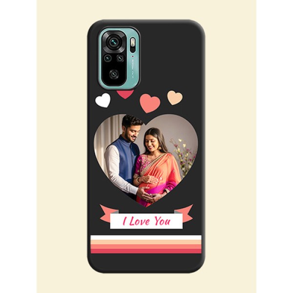 Love Shaped Photo with Colorful Stripes on Personalised Space Black Soft Matte Cases - Redmi Note 10 Love Shaped Photo with Colorful Stripes on Personalised Space Black Soft Matte Cases - Redmi Note 10