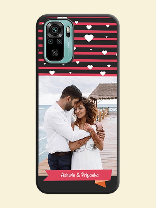 White Color Love Symbols with Pink Lines Pattern on Space Black Custom Soft Matte Phone Cases - Redmi Note 10