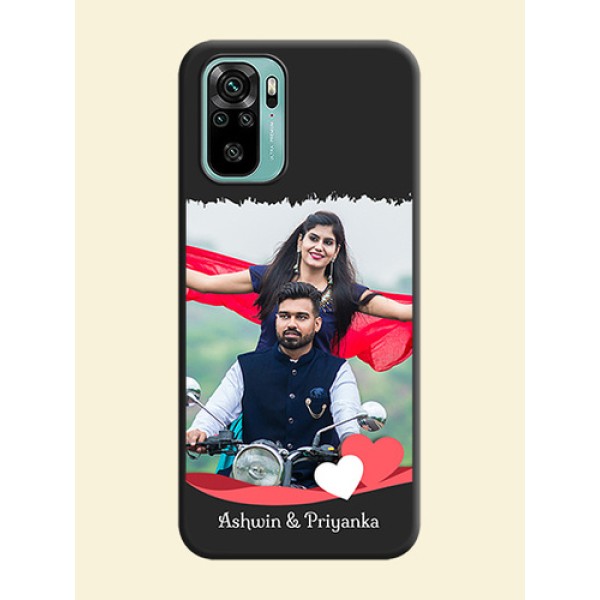Pin Color Love Shaped Ribbon Design with Text on Space Black Custom Soft Matte Phone Back Cover - Redmi Note 10