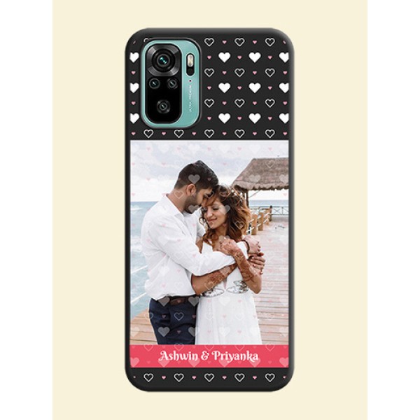 White Color Love Symbols with Text Design on Photo on Space Black Soft Matte Phone Cover - Redmi Note 10 White Color Love Symbols with Text Design on Photo on Space Black Soft Matte Phone Cover - Redmi Note 10