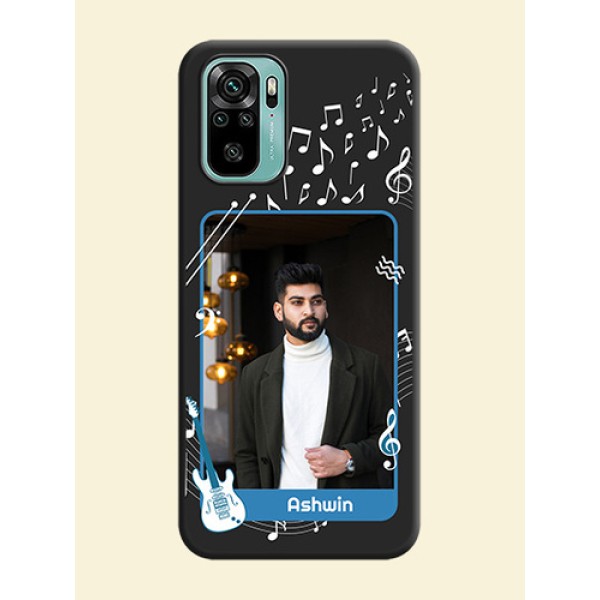 Musical Theme Design with Text on Photo on Space Black Soft Matte Mobile Case - Redmi Note 10 Musical Theme Design with Text on Photo on Space Black Soft Matte Mobile Case - Redmi Note 10