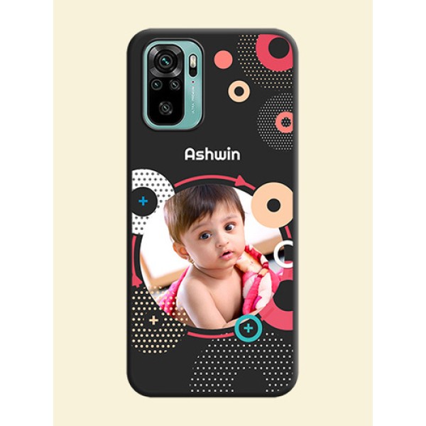 Multicoloured Round Image on Personalised Space Black Soft Matte Cases - Redmi Note 10 Multicoloured Round Image on Personalised Space Black Soft Matte Cases - Redmi Note 10