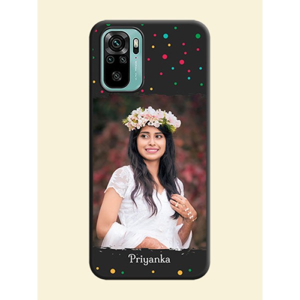 Multicolor Dotted Pattern with Text on Space Black Custom Soft Matte Phone Back Cover - Redmi Note 10 Multicolor Dotted Pattern with Text on Space Black Custom Soft Matte Phone Back Cover - Redmi Note 10