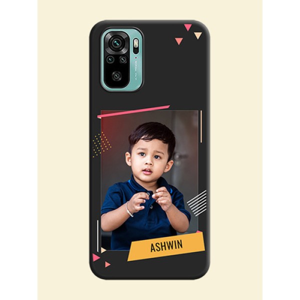 Photo Frame with Triangle Small Dots on Photo on Space Black Soft Matte Back Cover - Redmi Note 10 Photo Frame with Triangle Small Dots on Photo on Space Black Soft Matte Back Cover - Redmi Note 10