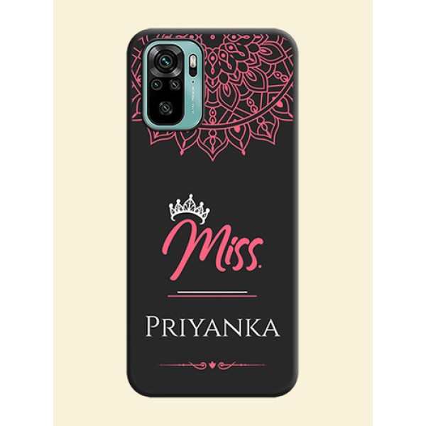 Mrs Name with Floral Design on Space Black Personalized Soft Matte Phone Covers - Redmi Note 10 Mrs Name with Floral Design on Space Black Personalized Soft Matte Phone Covers - Redmi Note 10