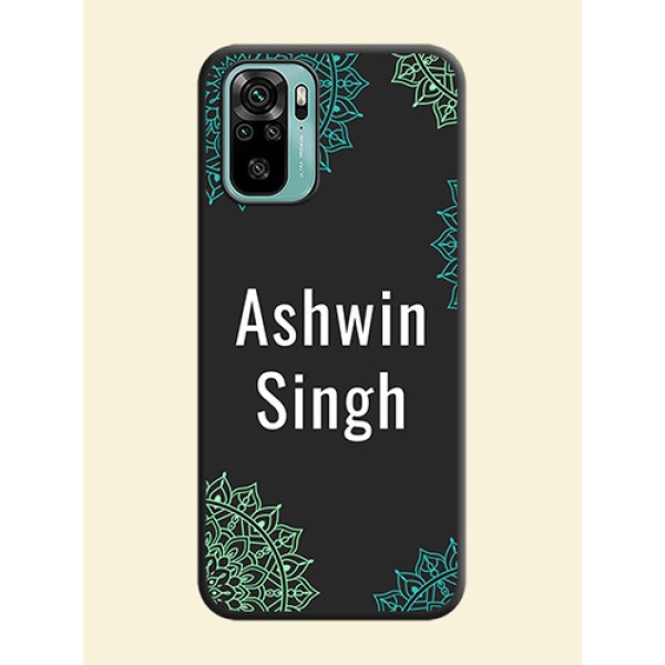 Your Name with Floral Design on Space Black Custom Soft Matte Back Cover - Redmi Note 10 Your Name with Floral Design on Space Black Custom Soft Matte Back Cover - Redmi Note 10