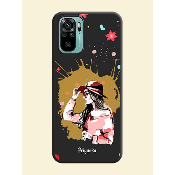 Mordern Lady With Color Splash Background With Custom Text On Space Black Personalized Soft Matte Phone Covers -Xiaomi Redmi Note 10