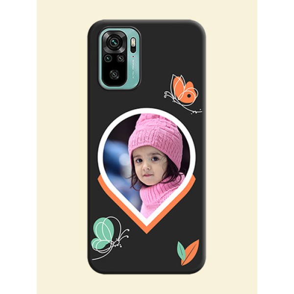 Upload Pic With Simple Butterly Design On Space Black Personalized Soft Matte Phone Covers -Xiaomi Redmi Note 10 Upload Pic With Simple Butterly Design On Space Black Personalized Soft Matte Phone Covers -Xiaomi Redmi Note 10