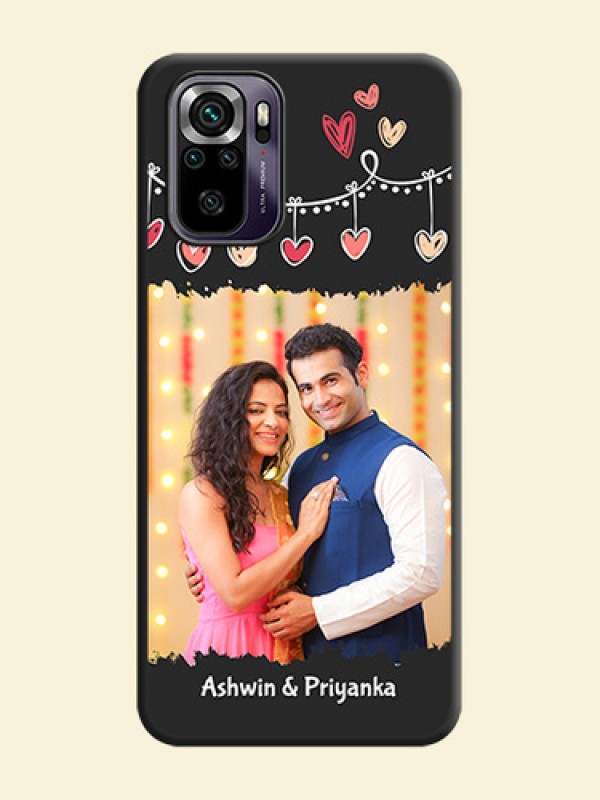 Pink Love Hangings with Name on Space Black Custom Soft Matte Phone Cases - Redmi Note 10s