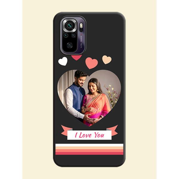 Love Shaped Photo with Colorful Stripes on Personalised Space Black Soft Matte Cases - Redmi Note 10s Love Shaped Photo with Colorful Stripes on Personalised Space Black Soft Matte Cases - Redmi Note 10s