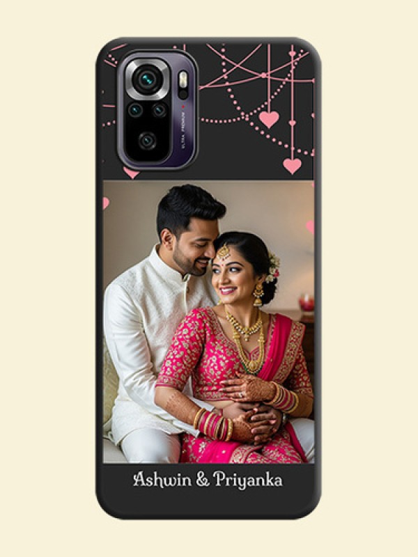 Pink Love Hangings with Text on Space Black Custom Soft Matte Back Cover - Redmi Note 10s