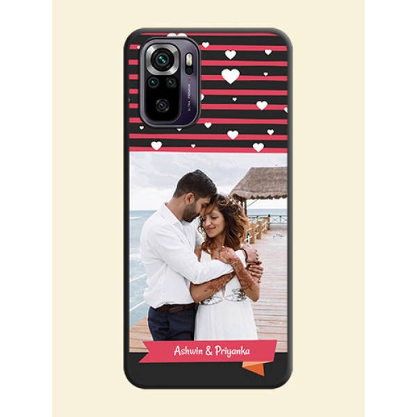White Color Love Symbols with Pink Lines Pattern on Space Black Custom Soft Matte Phone Cases - Redmi Note 10s White Color Love Symbols with Pink Lines Pattern on Space Black Custom Soft Matte Phone Cases - Redmi Note 10s