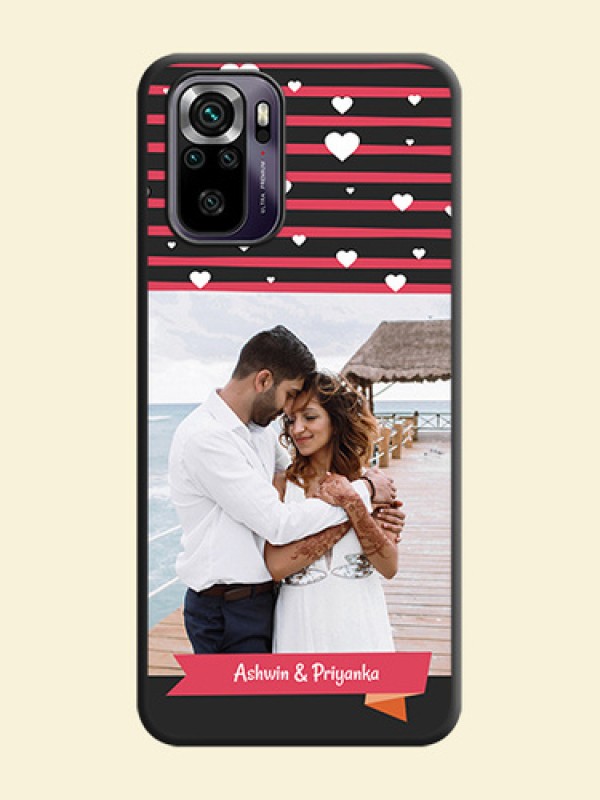 White Color Love Symbols with Pink Lines Pattern on Space Black Custom Soft Matte Phone Cases - Redmi Note 10s