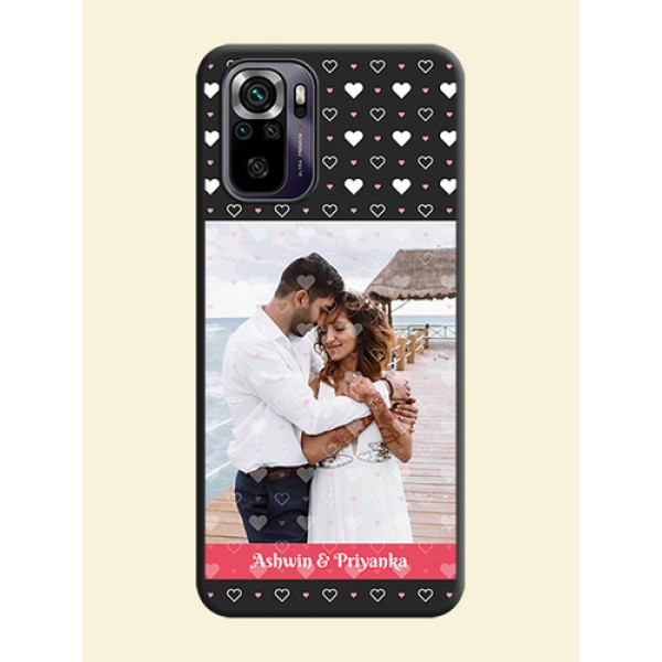 White Color Love Symbols with Text Design on Photo on Space Black Soft Matte Phone Cover - Redmi Note 10s White Color Love Symbols with Text Design on Photo on Space Black Soft Matte Phone Cover - Redmi Note 10s
