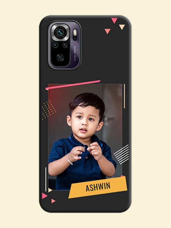 Photo Frame with Triangle Small Dots on Photo on Space Black Soft Matte Back Cover - Redmi Note 10s