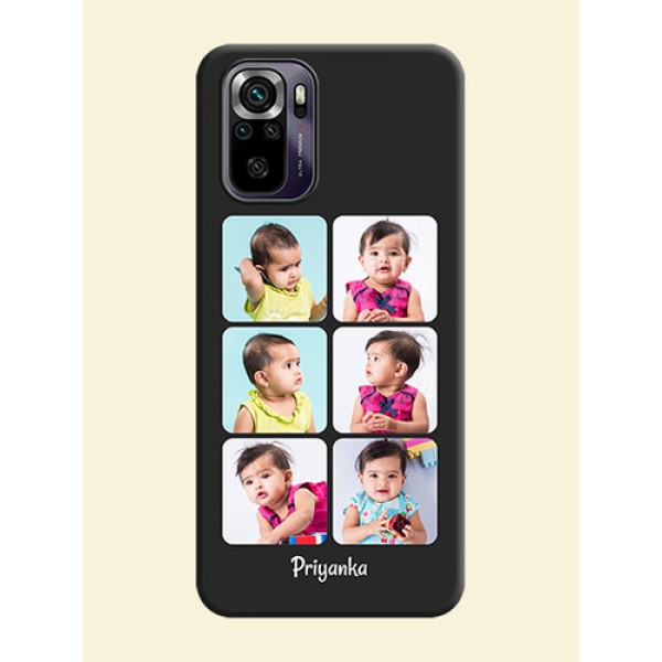 Floral Art with 6 Image Holder on Photo on Space Black Soft Matte Mobile Case - Redmi Note 10s