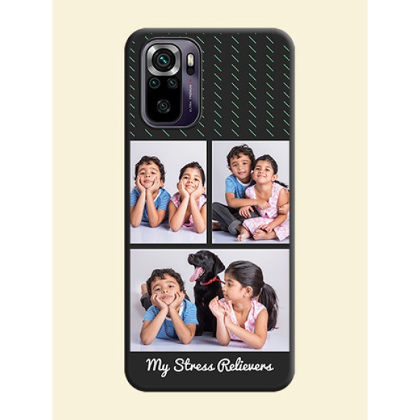 Cross Dotted Pattern with 2 Image Holder on Personalised Space Black Soft Matte Cases - Redmi Note 10s Cross Dotted Pattern with 2 Image Holder on Personalised Space Black Soft Matte Cases - Redmi Note 10s