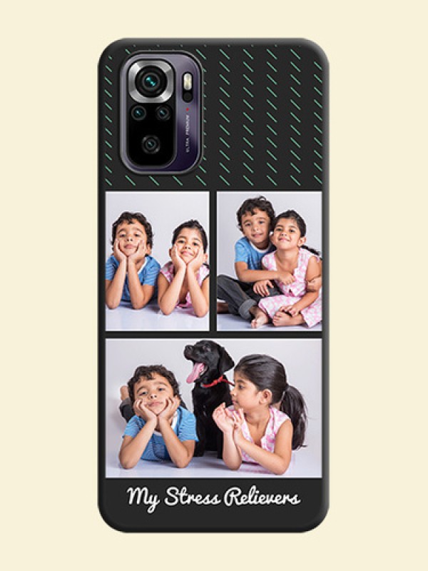 Cross Dotted Pattern with 2 Image Holder  on Personalised Space Black Soft Matte Cases - Redmi Note 10s